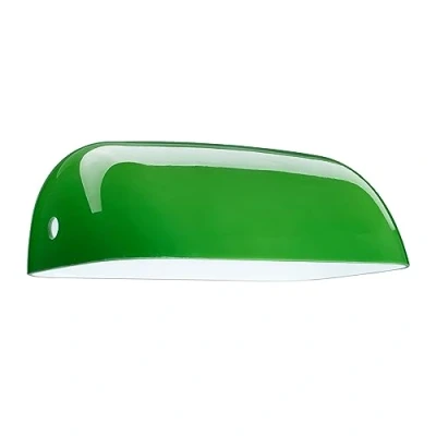 Bild av Relaxdays Lampskärm för bord, glas, reservglas bankirlampa, H x B D: 7,5 22,5 13,5 cm, lampglas, grön