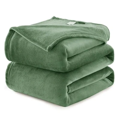 Bild av WAVVE Fleecefilt queen size XL grön 2,1 m x 2,4 fluffig mjuk varm mångsidig stor filt för säng/soffa/soffa, 220 240 cm