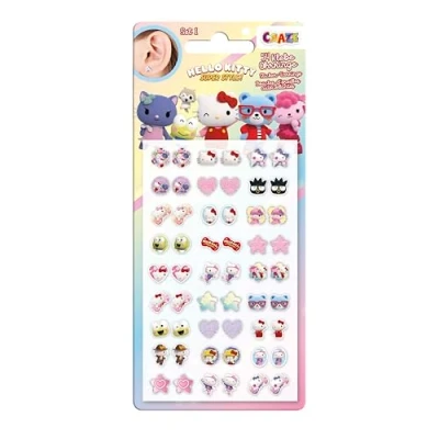 Bild av CRAZE Sticker Earrings Hello Kitty örhängen för flickor, 54 klistermärken med motiv och karaktärer, 2 olika set slumpmässigt frakt