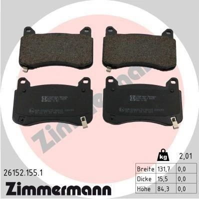 Bild av ZIMMERMANN 26152.155.1 Jeu de plaquettes frein avec indicateur d&#039;usure la photo correspond au contenu livraison TESLA: Model Y, 3