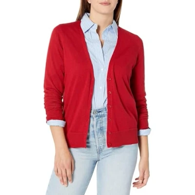 Bild av Amazon Essentials lättviktig v ringad cardigan tröja för kvinnor (finns i plusstorlek), röd, 6X