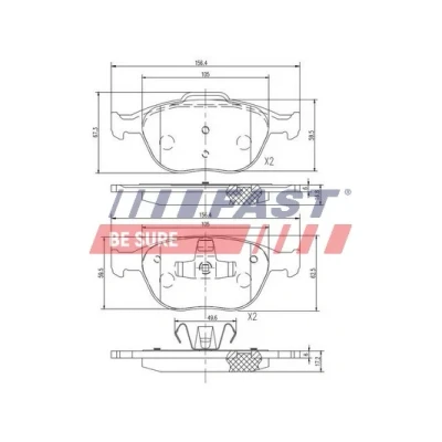Bild av FAST FT29546 Jeu de plaquettes frein Essieu avant contact signal d&#039;usure exclu FORD: Focus Mk1 3/5 portes, Transit Connect Van