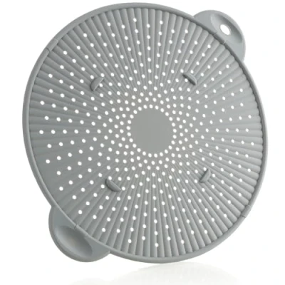 Bild av COM FOUR® silikonstänkskyddslock för kastruller och stekpannor silikonlock mot olja, fett stänkfläckar stänkskydd med handtag värmebeständigt BPA fritt (01 st Ø 28,5 cm grå)