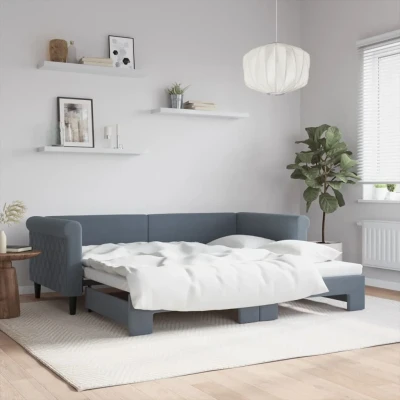 Bild av Dagbädd utdragbar mörkgrå 90x190 cm sammet