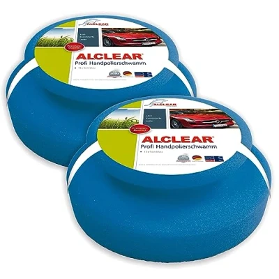 Bild av ALCLEAR 5713050M professionell handpoleringssvamp för bil, 2 styck, 130 x 50 mm med allroundgrepp vax, polermedel, lackrengöring, poleringsset, polersvamp istället polermaskin
