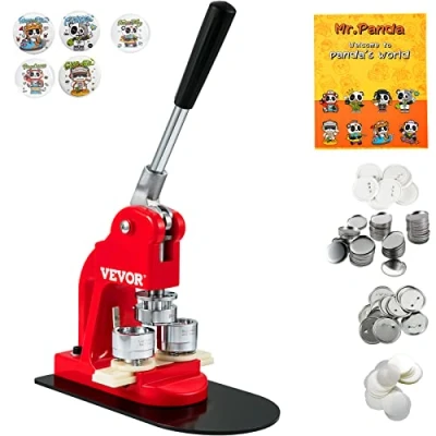 Bild av VEVOR Button Maker Machine, 25mm (1 tum) Badge Punch Press Kit, Children DIY Gifts Pin Maker, Making Supplies with 500pcs Parts &amp; Circle Cutter Magic Book