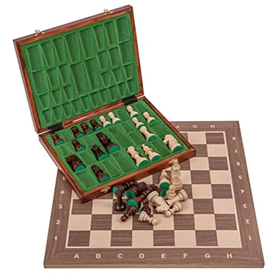 Bild av SQUARE Pro Schack Set No. 5 VALNÖT LUX Schackspel Schackfigurer och schackbräde av trä