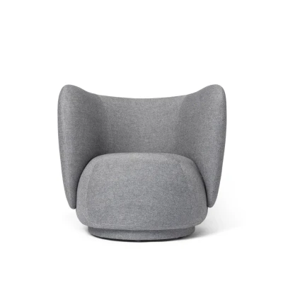 Bild av Ferm Living Rico Lounge Chair Fåtölj Main Line Flax Navy Melange W87 x H76,5 D76 SH41 cm