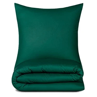 Bild av Alreya 3 delar Renforcé sängkläder 240 x 220 cm med 2 örngott 80 100 % bomull YKK dragkedja supermjukt påslakan, skogsgrönt
