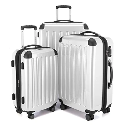 Bild av HUVUDSTADSTÄTT Alex handbagage, 55 x 38 23 cm, TSA, 4 rullar, 42 liter, resväska, hårt skalfodral, rullväska, bagagebagage Vit, Koffer Set, Resväska set