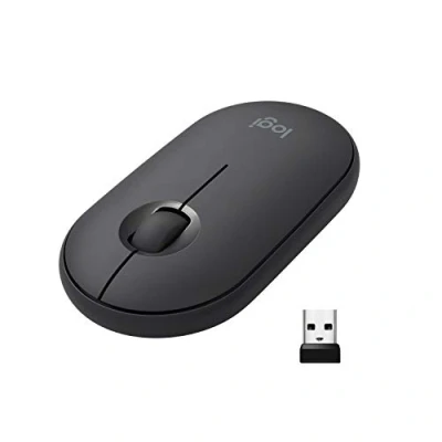 Bild av Logitech Pebble trådlös mus med Bluetooth eller 2,4 GHz mottagare. En tyst, smal datormus tyst klick för bärbara dator, Notebook, iPad, PC, Mac och Chromebook Grafit