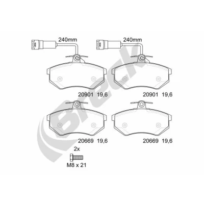 Bild av BRECK 20669 10 701 Jeu de plaquettes frein contact signal d&#039;usure inclus, avec palpeur intégré AUDI: 80 B4 Berline, Avant