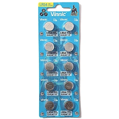 Bild av Vinnic AG10 L1131 189 V10GA RW89 D189 Alkaliskt batteri 10 pack för klockor, miniräknare, leksaker, lasrar, termometrar och andra elektroniska artiklar.
