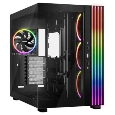 Bild av be quiet! Light Base 900 FX svart PC hölje, hisnande panoramabild, show Case, Dual Chamber design, massiv ARGB LED remsor, 4 Wings PWM fläkt, inverterad och kan användas horisontellt