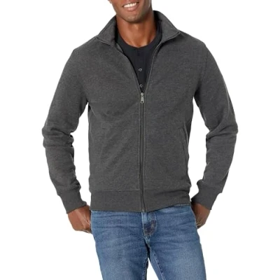 Bild av Amazon Essentials herrtröja helt blixtlås fleece tröja med mocka, kol ljung, S