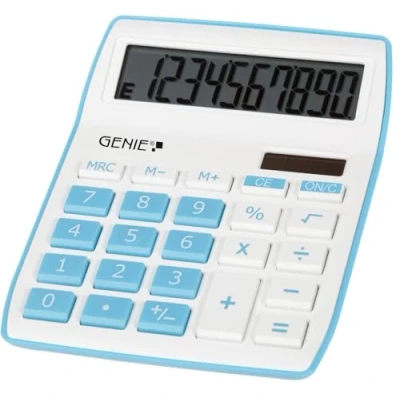 Bild av Genie 840 B 10 siffrig bordsräknare (dubbel effekt (sol och batteri); kompakt design) blå