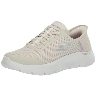Bild av Skechers Go Walk Flex Skor för dam, handsfree, dra på Grand Entry, Benvit, 8 Wide