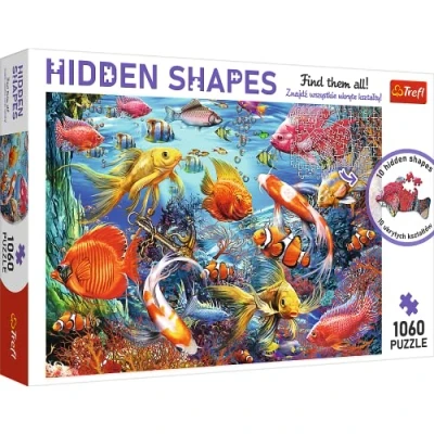 Bild av Trefl Pussel Hidden Shapes, Undervattensliv, 1000 + 60 bitar, Hitta dolda former pussel, Ovanligt Vatten, Fiskar, Djur, Kreativ underhållning, Kul för vuxna och barn från 12 år
