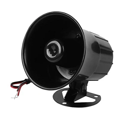 Bild av larm siiren, Tosuny ES 626 siren 12 V 110 dB diskanthögtalare kabel högt horn högtalare inbrottslarmsystem för utomhussäkerhet (svart)