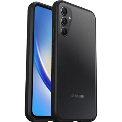 Bild av OtterBox Sleek Series skal för Samsung Galaxy A34 5G, stöttåligt, fallsäkert, skyddande tunt skal, testad till militärstandard, antimikrobiellt skydd, Klar/Svart, Utan retailförpackning