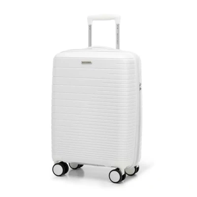 Bild av WITTCHEN FUERTA Line Liten resväska Kabinbagage Hytt Handbagage Bagage i polypropylen med glansiga remmar 4 dubbla hjul Teleskopiskt stålhandtag TSA lås Storlek S Benvit