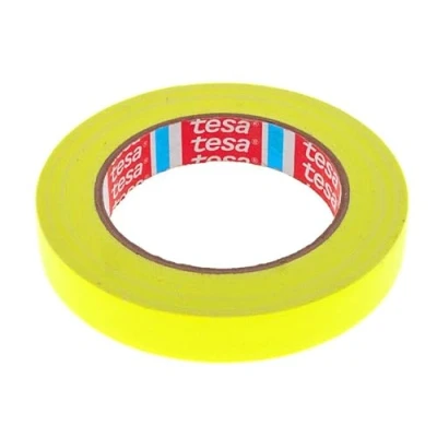 Bild av Tesa 4671 Gafferdukstejp Färgat PE belagt tyg, Tjockt, Inomhus och utomhus, Mycket klibbig för konst underhållning, Signalering 19 mm x 25 m (fluorescerande gul)