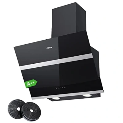 Bild av CIARRA CBCB6736N A huvudfri köksfläkt snedkåpa 60 cm 650 m3/h TouchControl med CBCF003 aktivt kolfilter glas