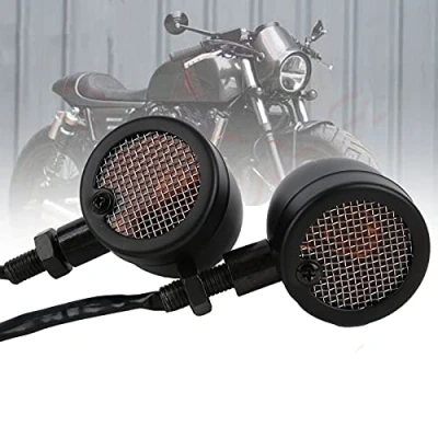 Bild av BIKING Motorcykelblinkers, 2 st motorcykel LED blinkers 12 V vintage gult ljus svart skal universell modifiering