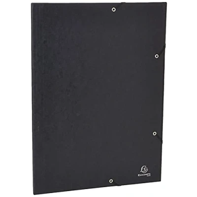 Bild av Exacompta Ref 59502E 1 mapp med resårband för stora format ficka 3 lock i 600 g/m2 glansig kartong 32 x 44 cm A3 dokument färg svart