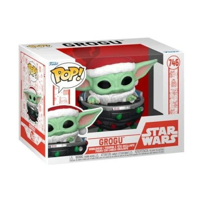 Bild av Funko POP! Star Wars: Mando Holiday Grogu (barnet, baby Yoda) (Grogu Yoda), Barnvagn Mandalorian Samlarobjekt i vinyl Presentidé TV fans