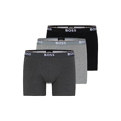 Bild av Hugo Boss Herr 3 pack bomullsboxershorts, Grå/kol/svart, L