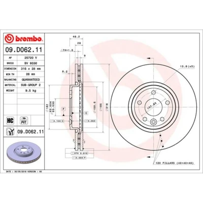 Bild av Bromsskiva BREMBO 09.D062.11