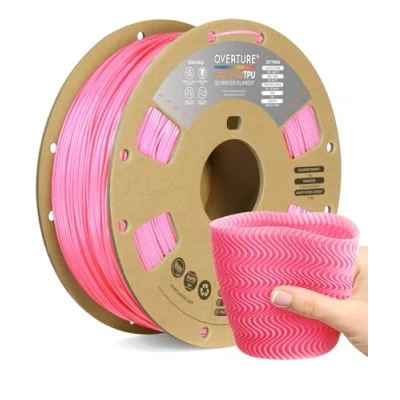 Bild av OVERTURE TPU High Speed Filament 1.75mm Flexible 95A Roll, 3D Printer Filament,Dimensional Accuracy +/ 0.02 mm, Fit Most FDM Printer(HS Pink)