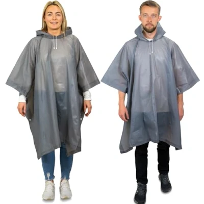 Bild av REDSTAR 2 pack regnponcho, vattentäta regnrockar för vuxna män eller damer, regnrock återanvändbar vattentät poncho festivaltillbehör ponchos regnrock,