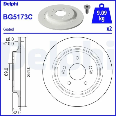 Bild av Bromsskiva DELPHI BG5173C