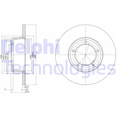 Bild av DELPHI BG2297 Disque de frein 298 14 5 plein huilé non traité sans roulement roue, bague ABS LAND ROVER: Defender SUV, Range Rover 1