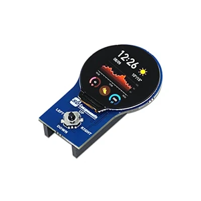 Bild av sb components Raspberry Pi Pico med 1,3 tum rund LCD hatt, skärmmodul för 65K RGB färger 240 x pixlar SPI gränssnitt