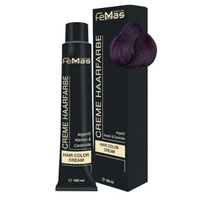 Bild av FemMas hårfärg mörkblond violett intensiv 6,22 I professionell kräm med arganolja, keratin och ceramider permanent hårfärgning eller nyans för strålande färgresultat 100 ml