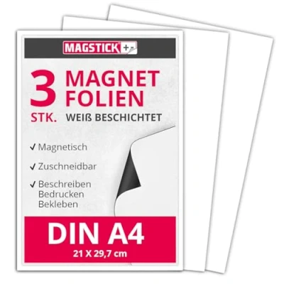 Bild av Uppsättning av 3 magnetfilmer I DIN A4 magnetisk, vitbelagd permanent skrivbar för bil lastbil lagerskylt dörrskylt mag112