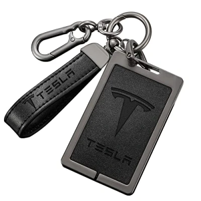 Bild av Leikurvo Nyckelkortshållare för Tesla Model 3 Modell Y, silikon nyckelring korthållare med logotyp, nyckelkorthållare skyddsfodral tillbehör (svart), svart, M