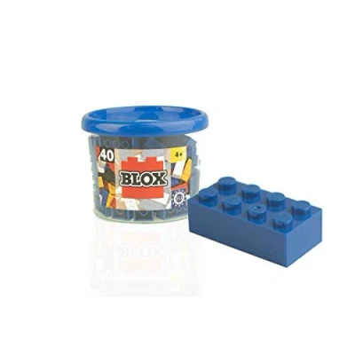 Bild av Simba 104118881 Blox, 40 blå klämbyggstenar för barn från 3 år, 8 stenar, inklusive burk, hög kvalitet, helt kompatibla med andra tillverkare
