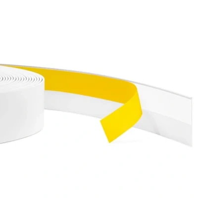 Bild av Quest plattlist, täcklist, fönsterlist självhäftande Bredd 50mm PVC list, avslutningslist, flexibel fönstertäcklist, platt 5 meter, Vit