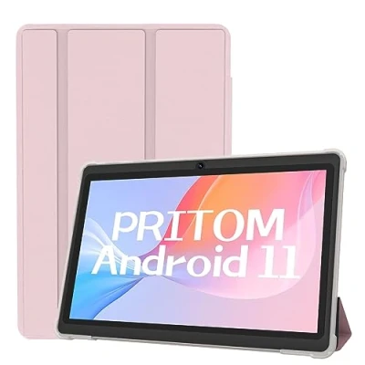 Bild av PRITOM 7 tums surfplatta Android 11, 4GB (2+2 Expand), 32 GB, (expanderbar 128 GB) med fyrkärnig processor, 3 500 Mah, HD IPS display, dubbel kamera, wifi, bluetooth, rosa