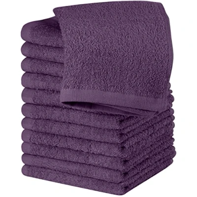 Bild av Utopia Towels Cotton tvättlappsset 100 % ringspunnen bomull, flanell ansiktsdukar av högsta kvalitet, mycket absorberande och mjuk känsla fingertoppshanddukar (12 pack, plommon)