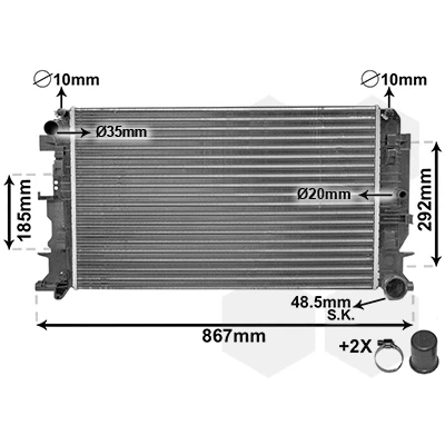 Bild av VAN WEZEL *** IR PLUS 58002271 Radiateur du moteur Aluminium 680 385 25 avec accessoires ailettes jointes mécaniquement