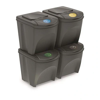 Bild av Set med 4 papperskorgar KEDEN SORTIBOX papperskorg, grå, volym x 25 L