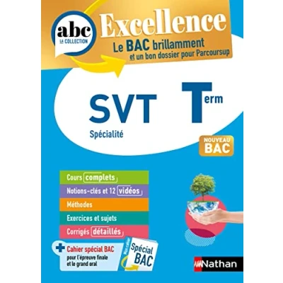 Bild av SVT Terminale ABC Excellence Bac 2025 Enseignement de spécialité Tle Cours complets, Notions clés et vidéos, Points méthode, Exercices corrigés détaillés