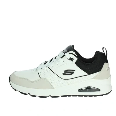 Bild av Skechers herr UNO Retro ONE sneakers, Vitt läder/Duraleather/Svart Mesh, 6.5 UK, läder duraleather svart nät, 40 EU