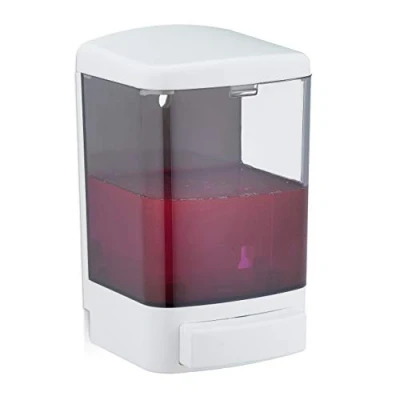 Bild av Relaxdays Väggtvålsdispenser, 1 000 ml, påfyllningsbar, dispenser badrum och kök, tvåldispenser väggfäste, vit svart