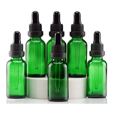 Bild av Yizhao Grön Glas Droppflaska 30ml, med Pipett Droppare, för Eteriska Oljor, Aromaterapi, Kosmetika, Laboratorium, Apotek, Vätskor, Resor 6 Stycken